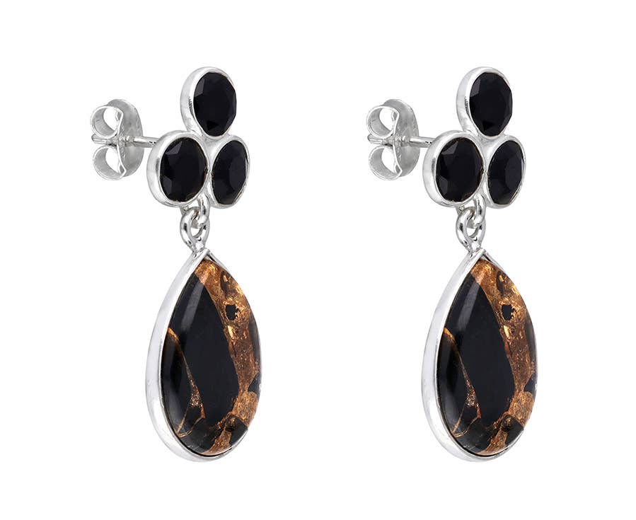 Tiramisu – wholesale Dangle earrings – Black Copper Onyx 925 Sterling Silver Brass Stud Earrings2
