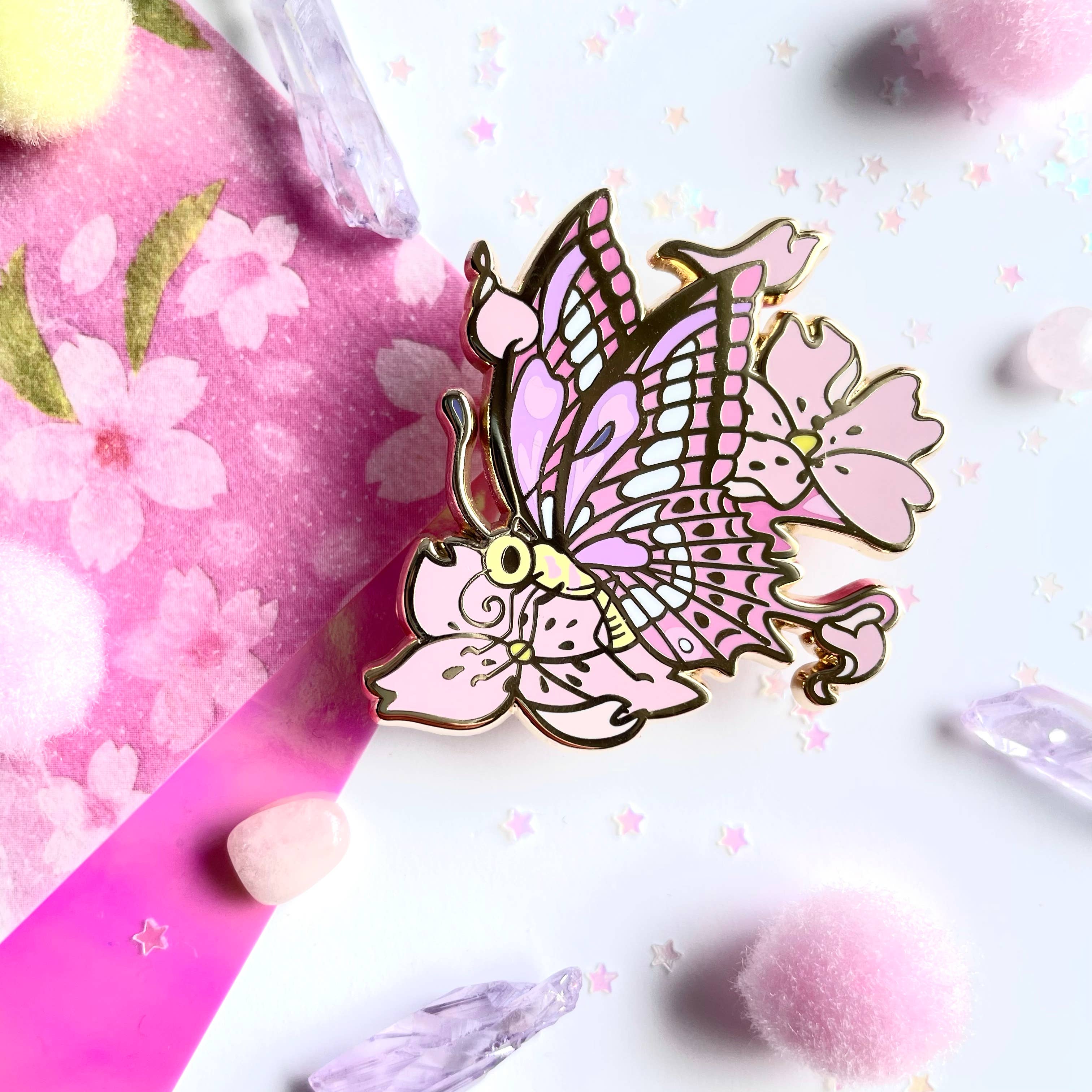 Shishido Creative - Wholesale Lapel Pin/Button - Cherry Blossom Butterfly • Sakura ni Chouchou Enamel Pin1