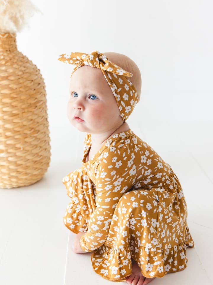 Jammie Session formerly Big Dreams Little Jammies - Wholesale Dress - Baby - Honey Blooms Long Sleeve Bodysuit Twirl Dress3