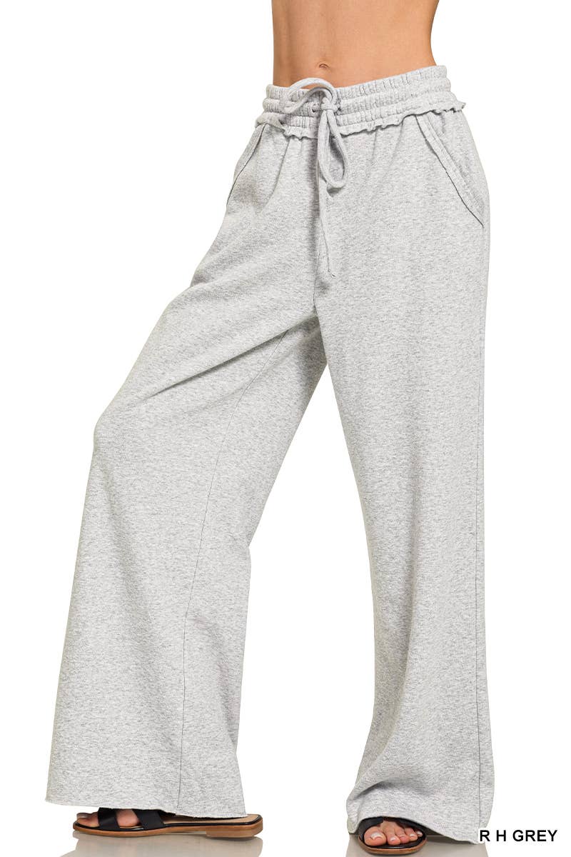 42POPS - Wholesale Pants - Women's - ,,.0904 Fleece Exposed Seam Wide Leg Sweatpants SI-2703320