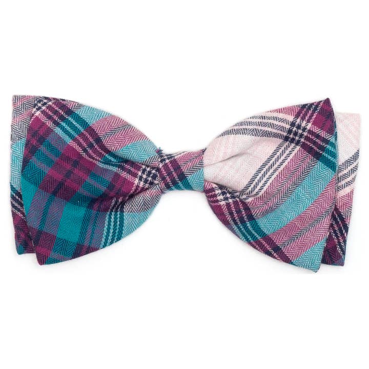 Teal/Purple Plaid Bow Tie for wholesale by The Worthy Dog