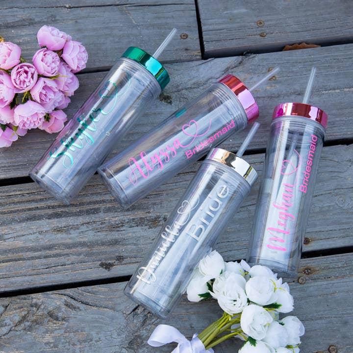 Sisters G Kids - Wholesale Insulated mug/tumbler - Custom Clear Plastic Tumblers with Metallic Lids 8