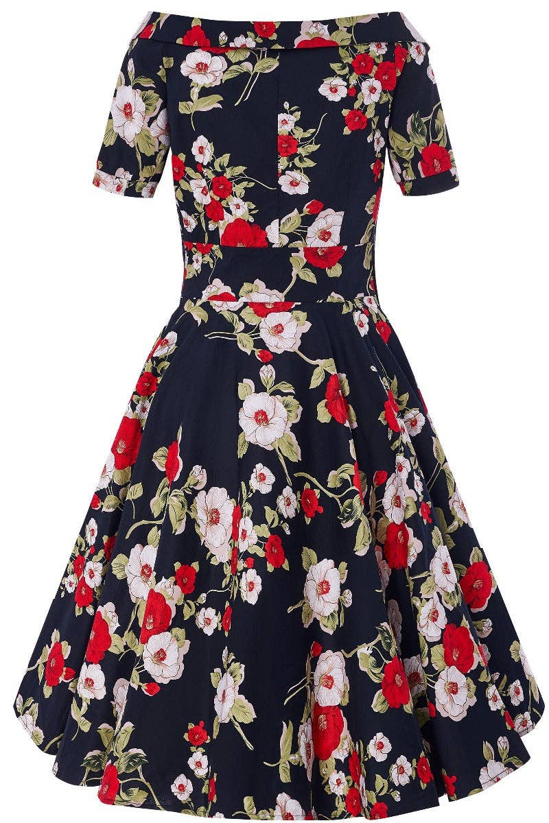 Dolly & Dotty - Wholesale Dress - Women's - Darlene Retro Navy Floral Swing Dress7