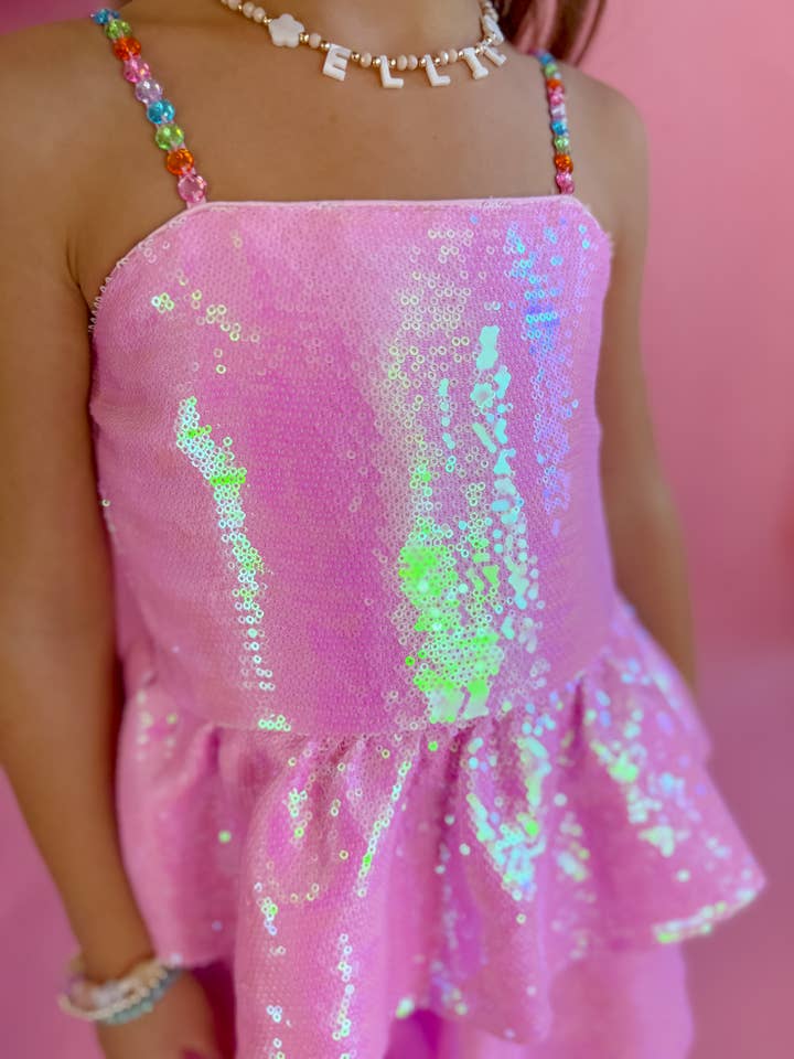 Ellie and Mila – wholesale Dress – Kids – Pink Sequin Gem Dress 2