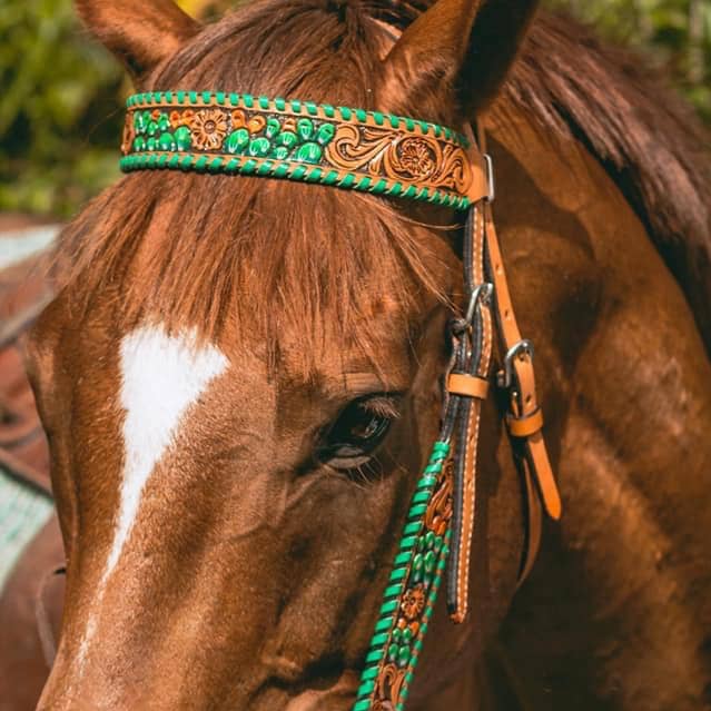 Hand Tooled Browband Headstall for wholesale by Rafter T Ranch Company