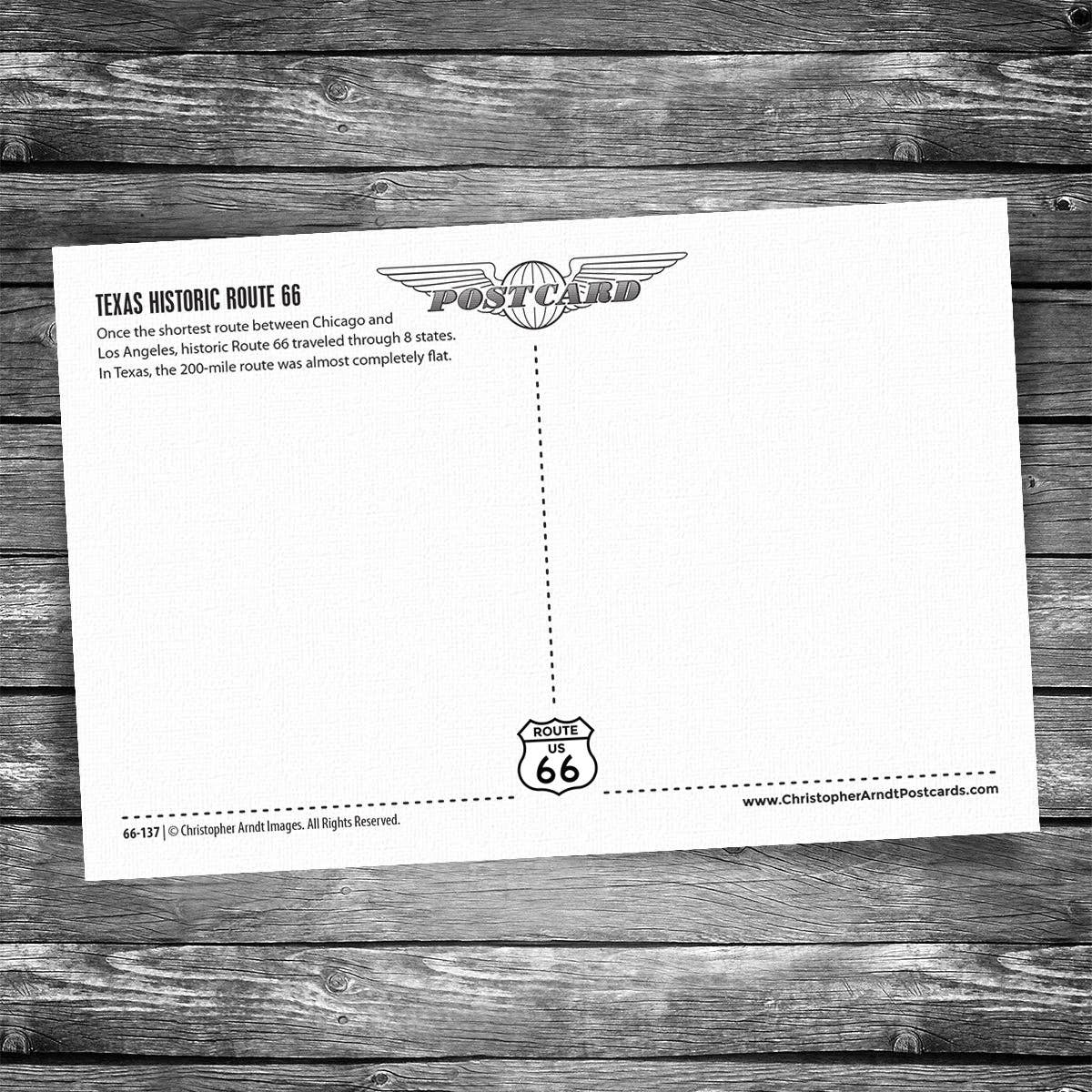 Christopher Arndt Postcard Co. - Wholesale Postcard - Greetings from Route 66 Texas Map Postcard1