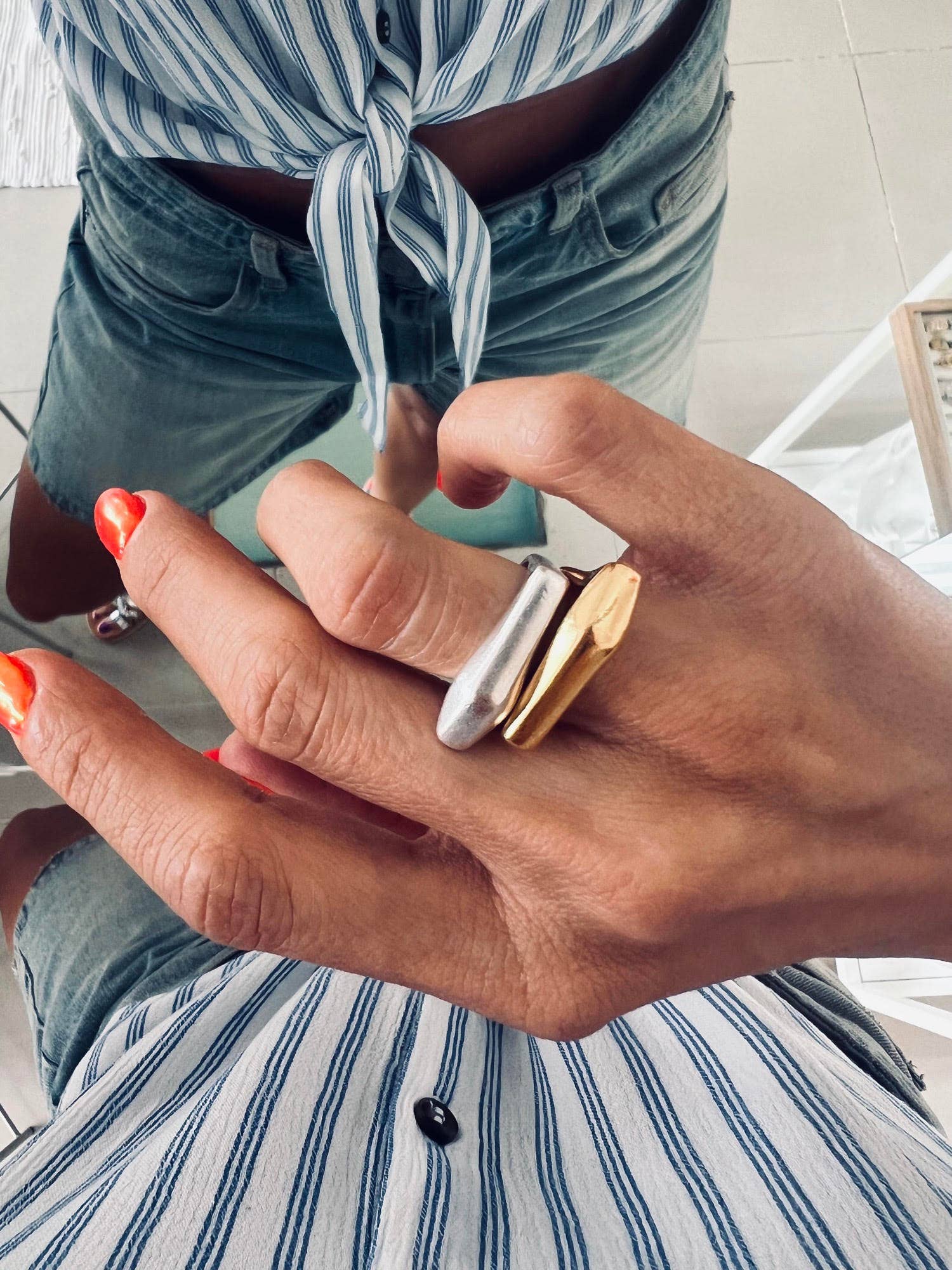 Goupi - Wholesale Band/Stacked Ring - Asymmetric rings in gold and silver2