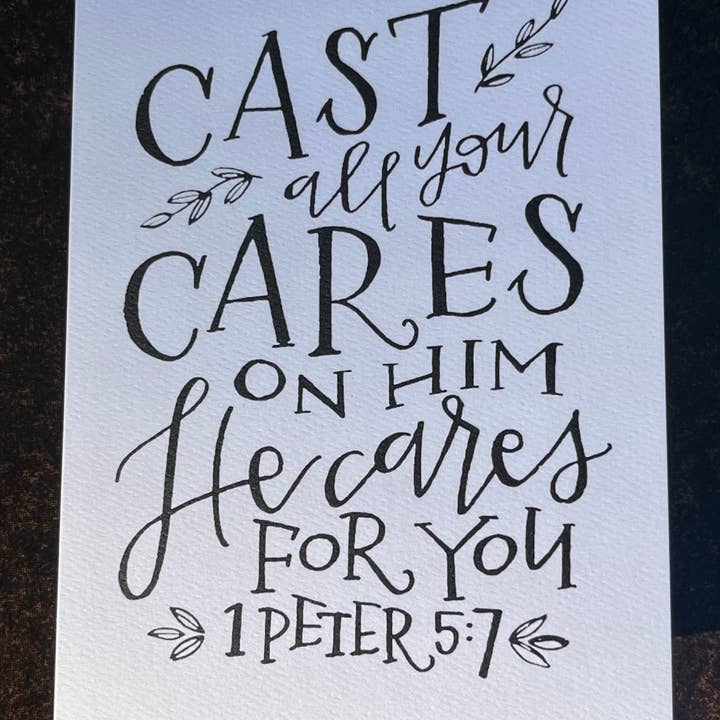 Jodi Mesher carte 5x7 Jetez tous vos soucis pour la vente par Greetings From Hospitality Lane