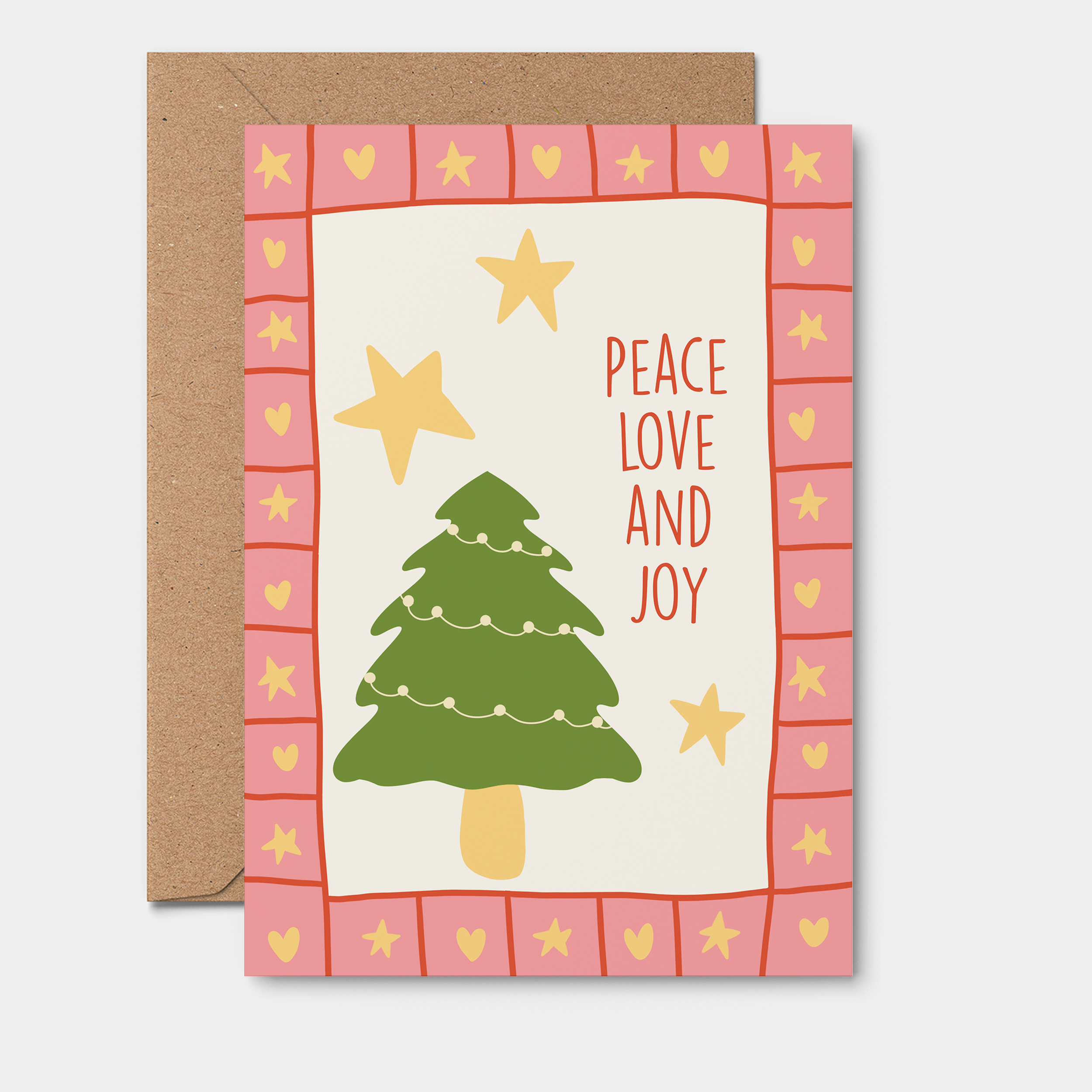 From Rosalie - Wholesale Christmas Card - Peace Love Joy Pink | Christmas Card | Holiday Card 0