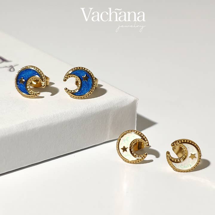 Witte of Blauwe Maan Oorstekers voor wholesale door Vachana