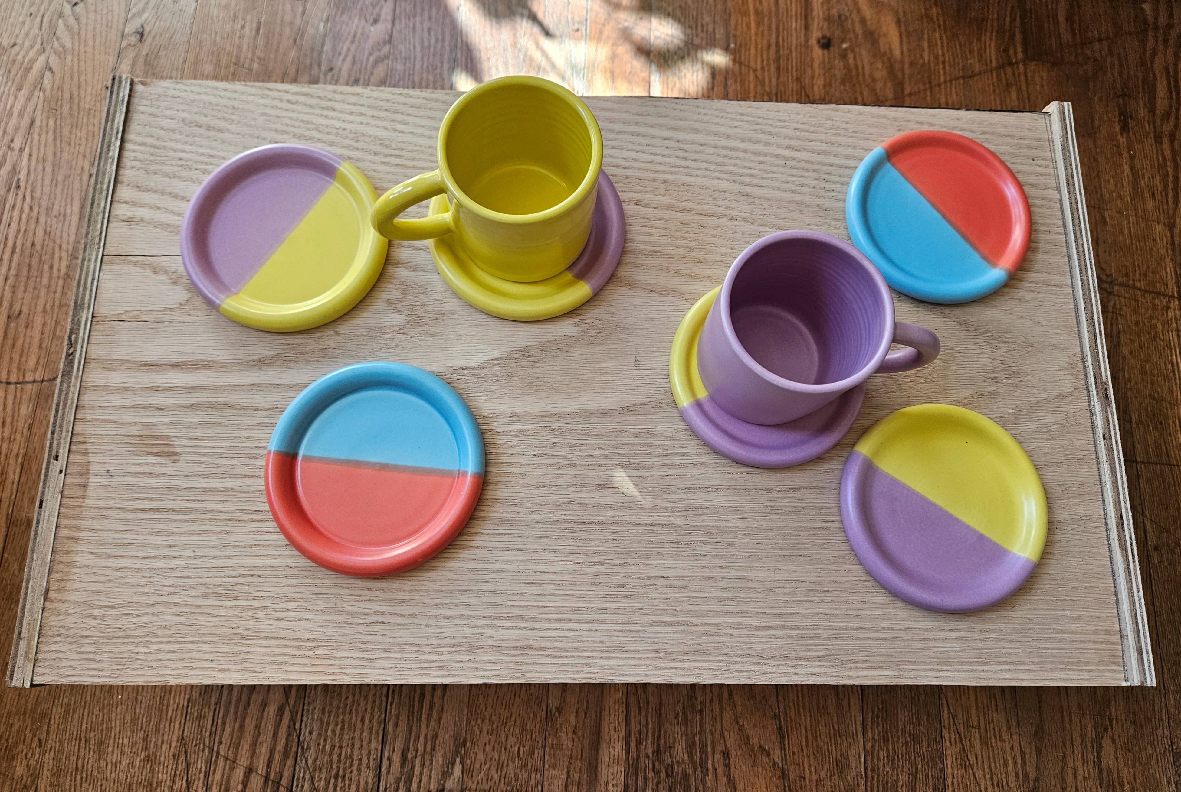 Bad Dogs Studio – Base de copos por atacado – Base de Copos Meio a Meio • Cerâmica Artesanal Colorida8