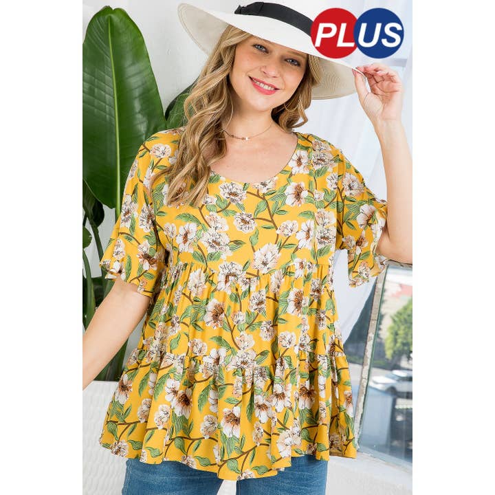 FLORAL TIERED BABYDOLL SWING TOP for wholesale by Clothing of America