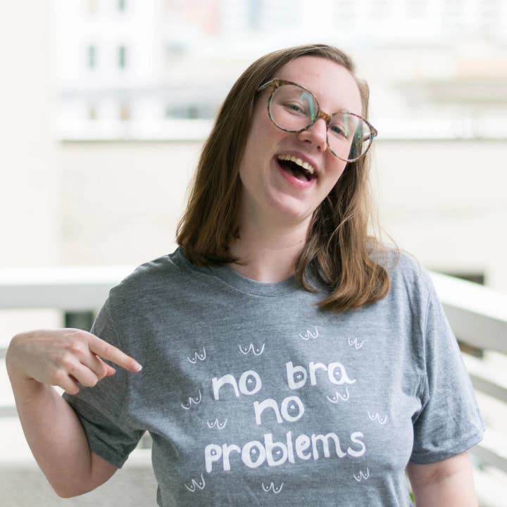 Kein BH, kein Probleme T-Shirt für den Großhandel von Give a Damn Goods