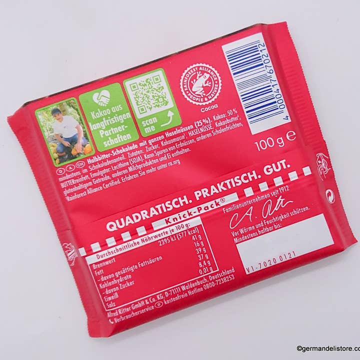 Phoenix Distributions - Wholesale Chocolate - RITTER SPORT Dunkle Voll-Nuss 100 gramm 10 count3