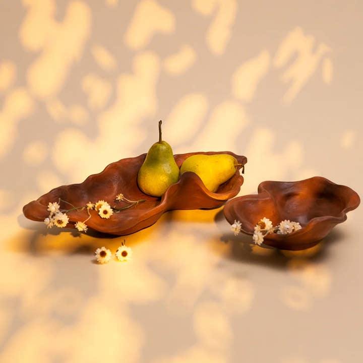 Casa Amarosa - Wholesale Decorative Plate/Dish/Bowl - Organic Deco Bowl Large, Terracotta- 15.74  Inches3