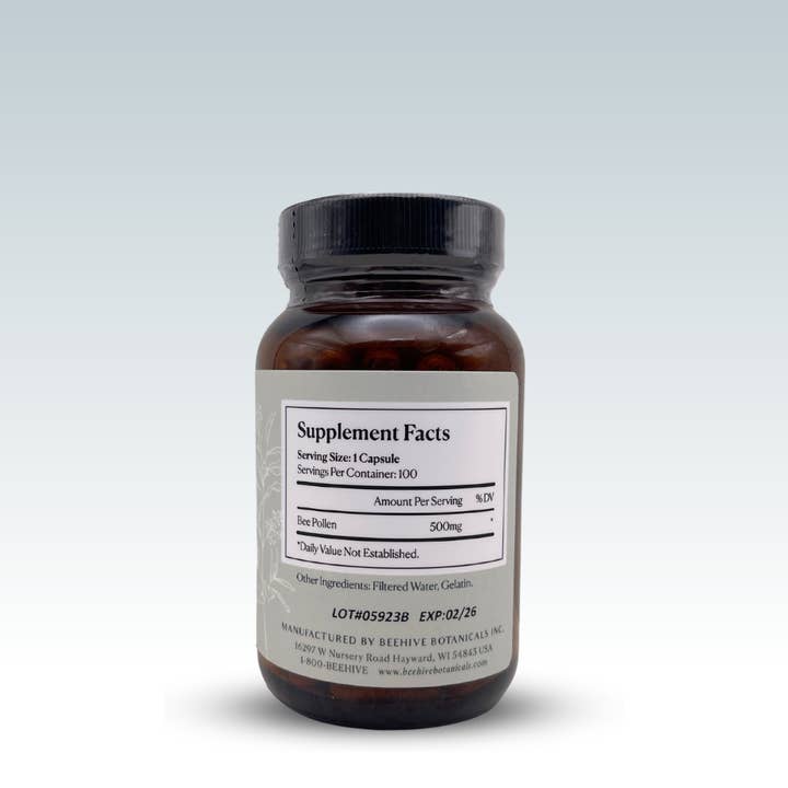Beehive Botanicals - Wholesale Oral Supplement/Vitamin - Whole Grain Bee Pollen Capsules1