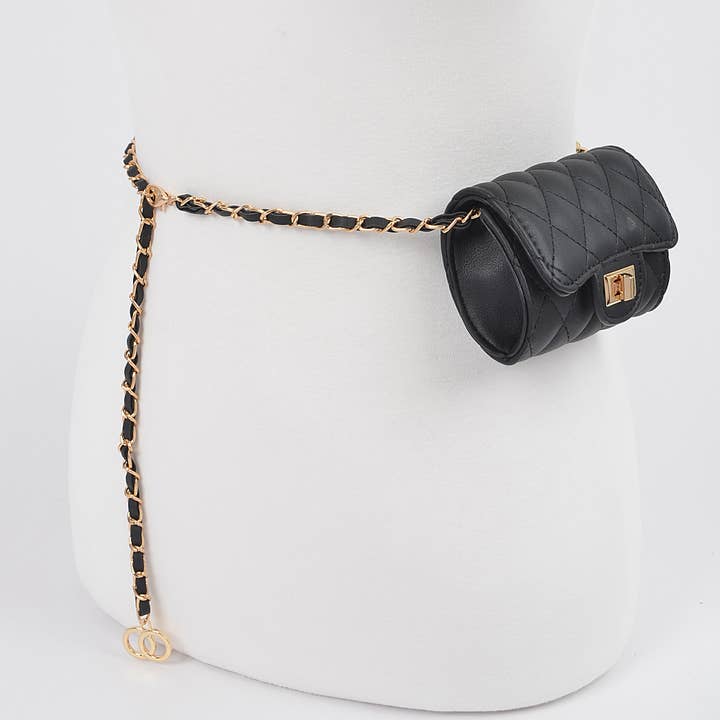 Quilted Mini Bag w/ Chain Belt for wholesale by 3AM BY H&D ACCESSORIES