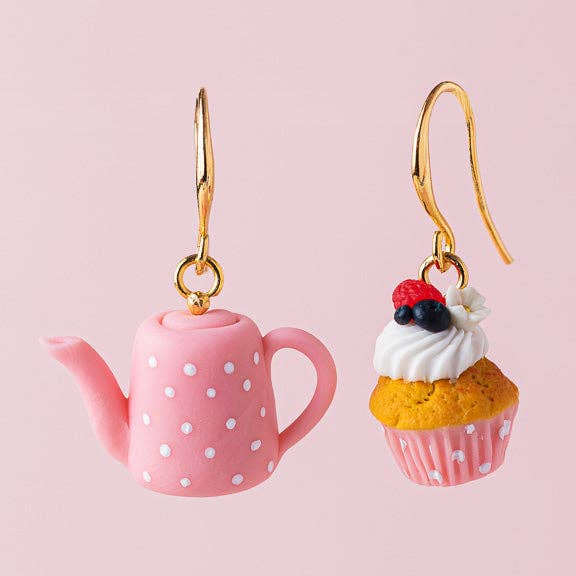 Tea Party - Pendientes de tetera y cupcake para venta al por mayor de Lulou Bijoux