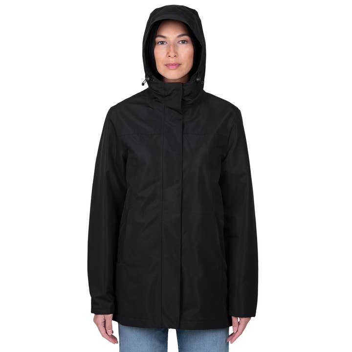Black | Women's Fleece Lined Rain Jacket for wholesale by Jan & Jul
