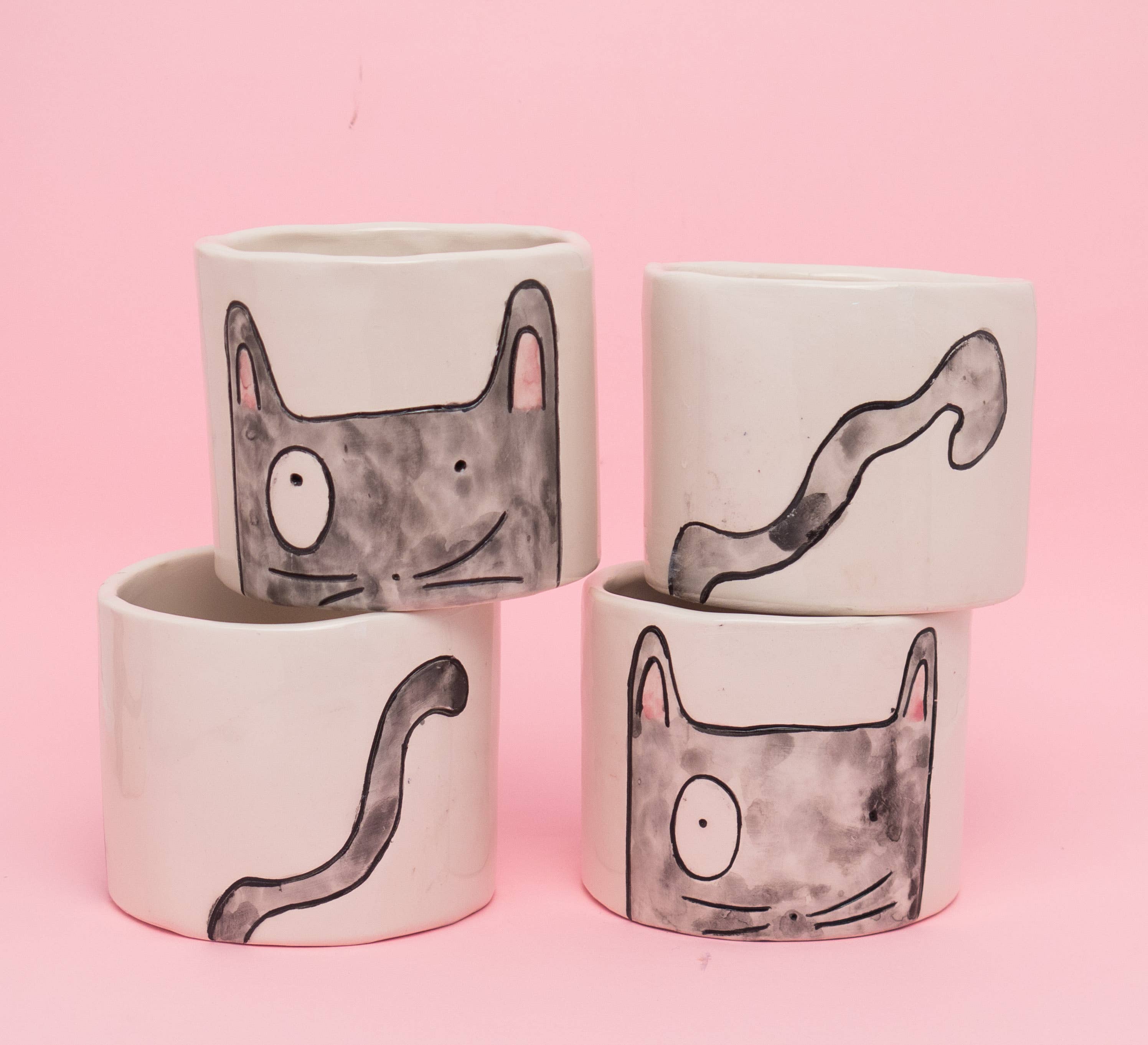 Paulina Marra Ceramics - Venta al por mayor Macetas - Conjunto Gonzalo Trio: Macetas de Gato Artesanales en 3 tamaños13