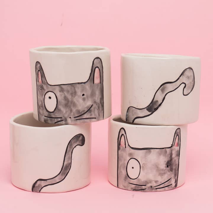 Paulina Marra Ceramics - Venta al por mayor Macetas - Conjunto Gonzalo Trio: Macetas de Gato Artesanales en 3 tamaños13
