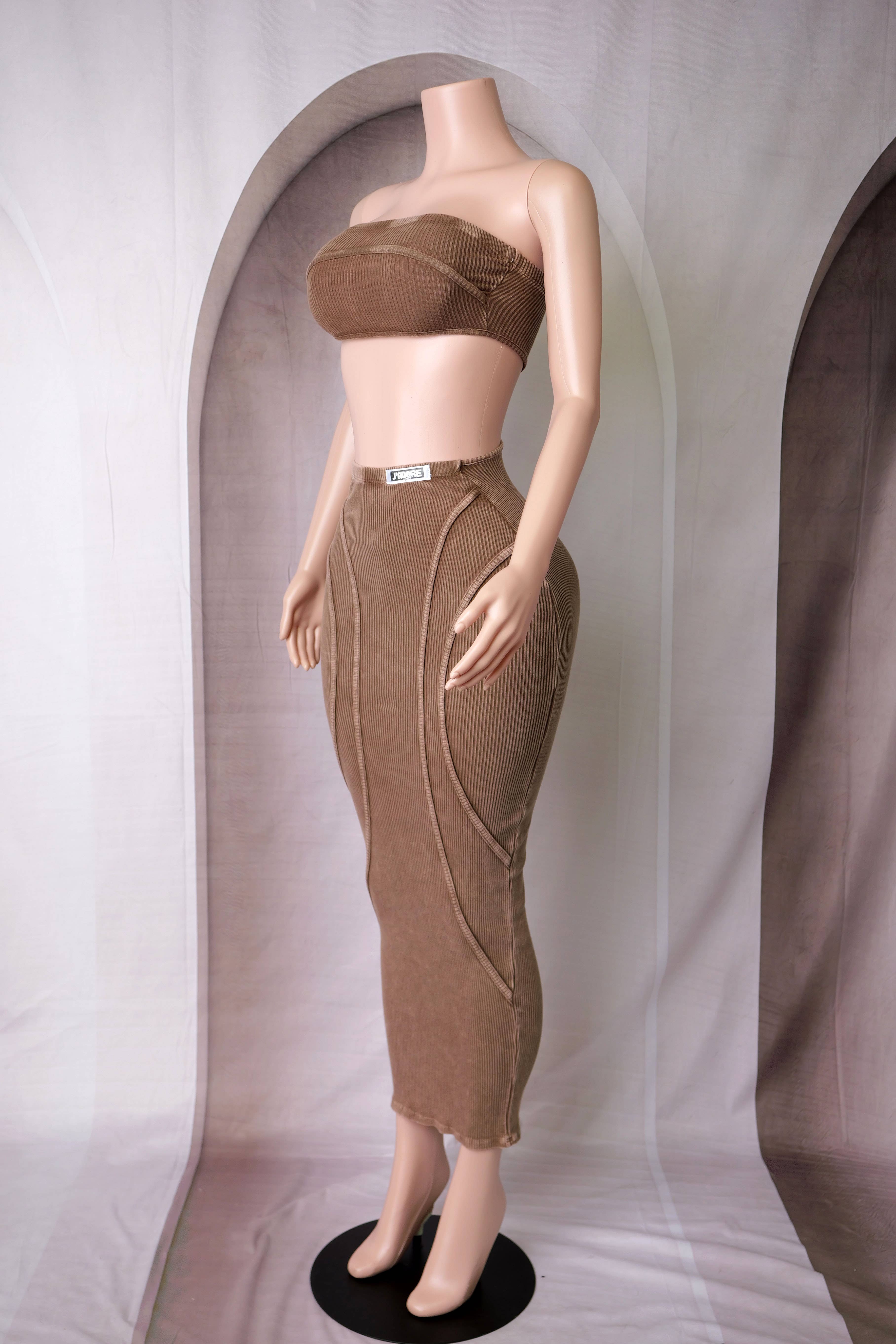 Dalia Studio - Wholesale Dress - Women's - MINERAL WASH BODYCON BANDEAU MAXI DRESS5