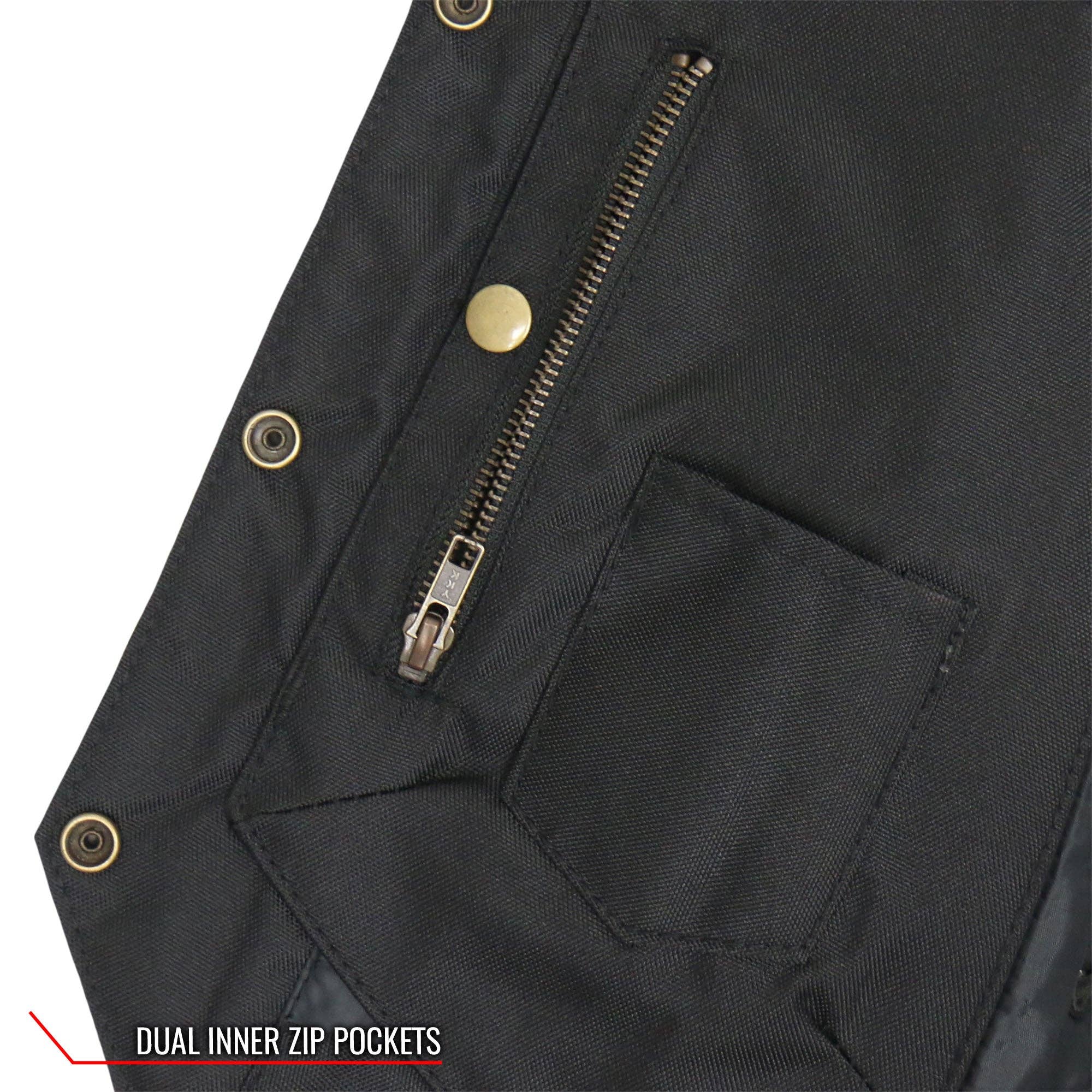 BLK Hot Leathers VSL1008 - Gilet da motociclista da donna, in pelle, con dieci tasche, colore nero in vendita all'ingrosso su Faire14