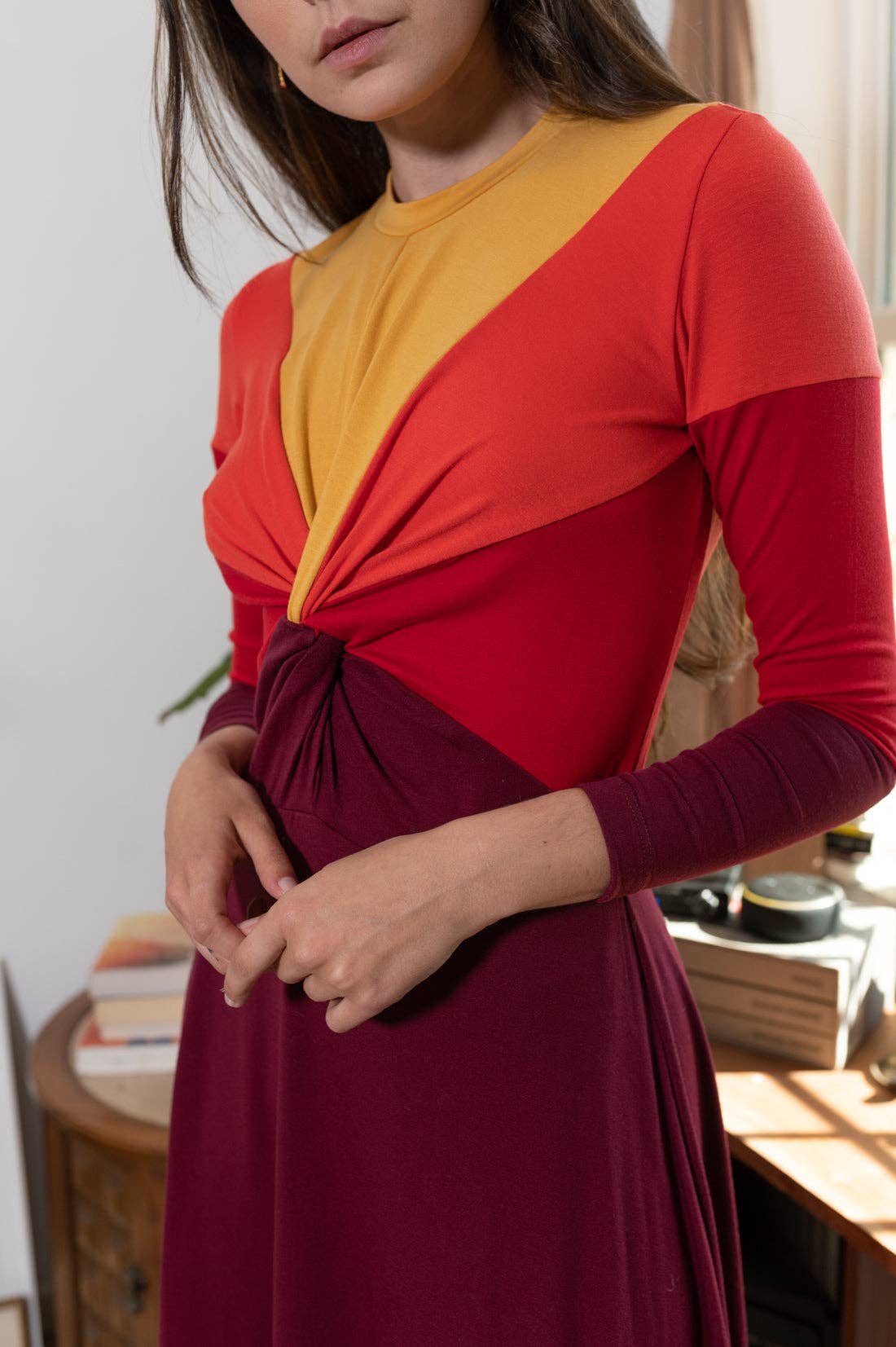 Manifiesto - Vente Robe – femme - Robe-pull midi Sunset2