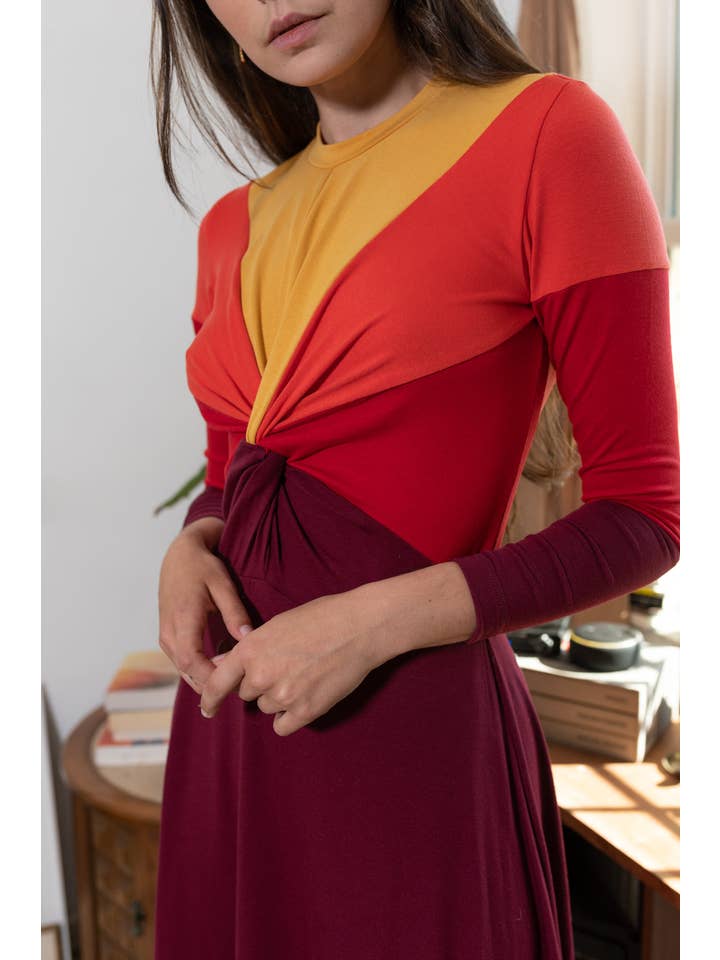 Manifiesto - Vente Robe – femme - Robe-pull midi Sunset2