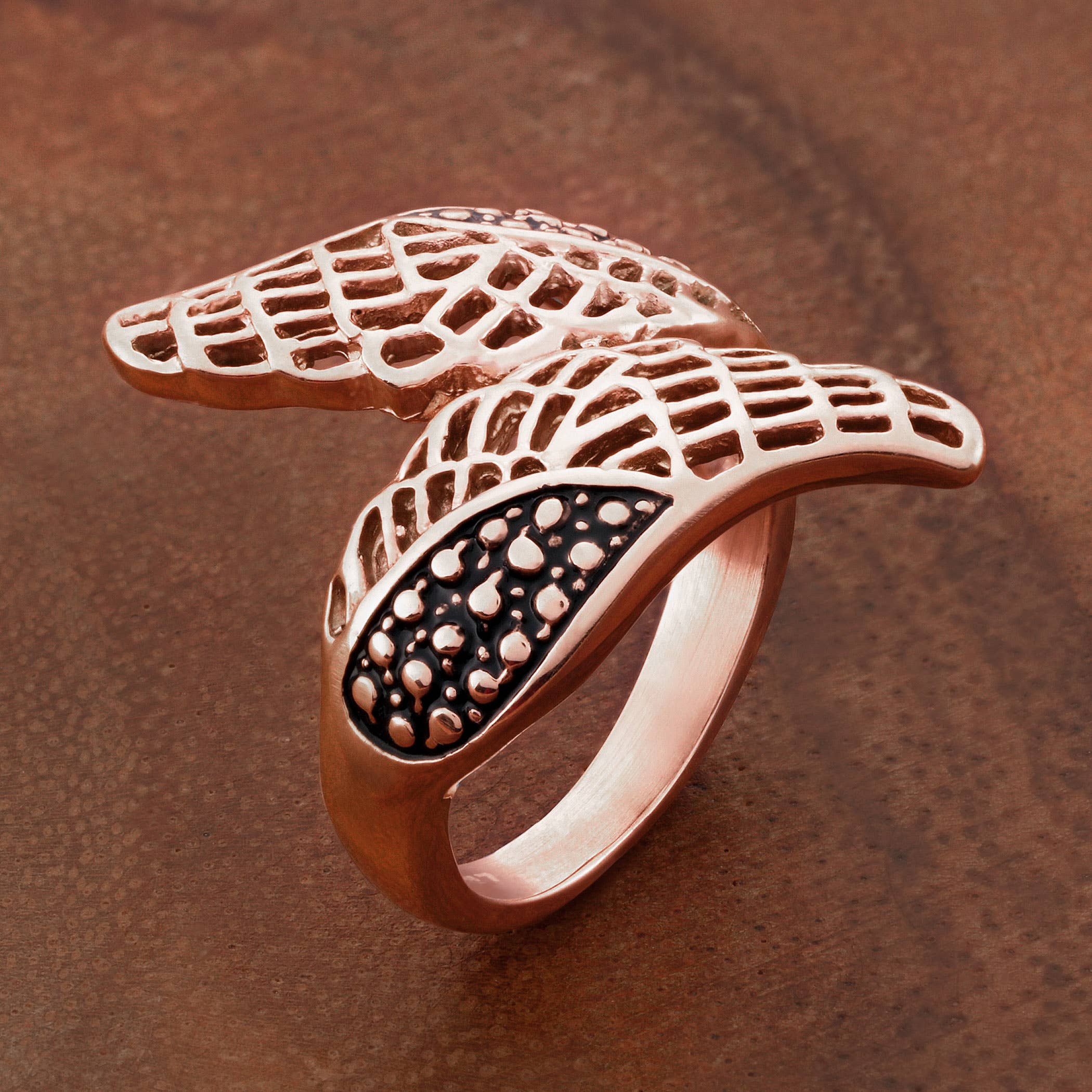 West Coast Jewelry - Wholesale Cocktail/Statement Ring - Angel Wings Stainless Steel Bypass Ring7