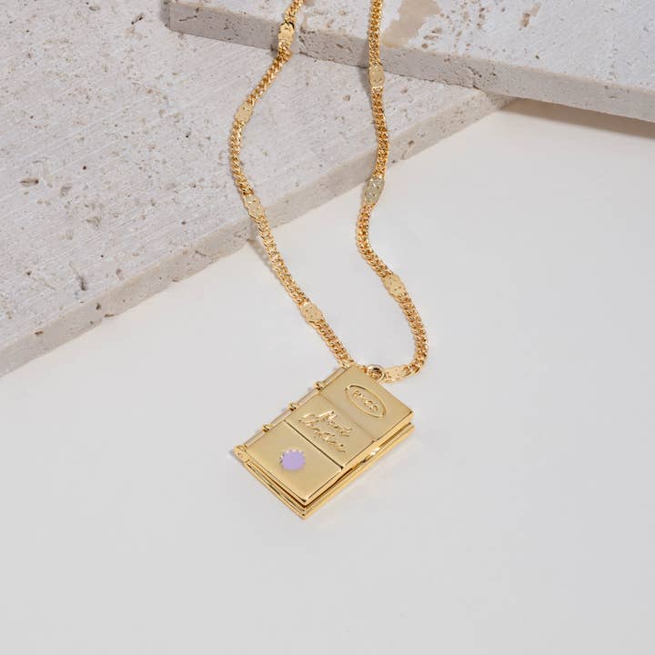 Next Chapter Book Gold Necklace for wholesale by Wanderlust + Co