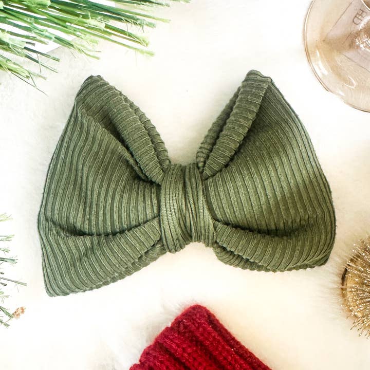 Ribbed Sage Over The Collar Bow for wholesale by Mack & Co.