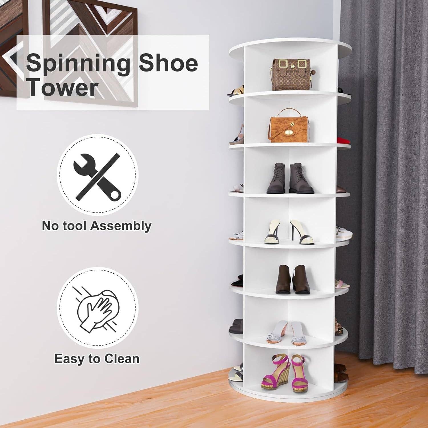 HOMYCASA DESIGN INC - Wholesale Shoe Rack - 7 Tier Rotating Shoe Rack Tower Spinning Storage9