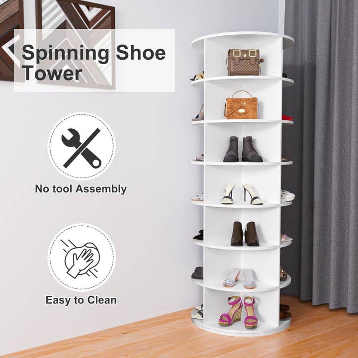 HOMYCASA DESIGN INC - Wholesale Shoe Rack - 7 Tier Rotating Shoe Rack Tower Spinning Storage9