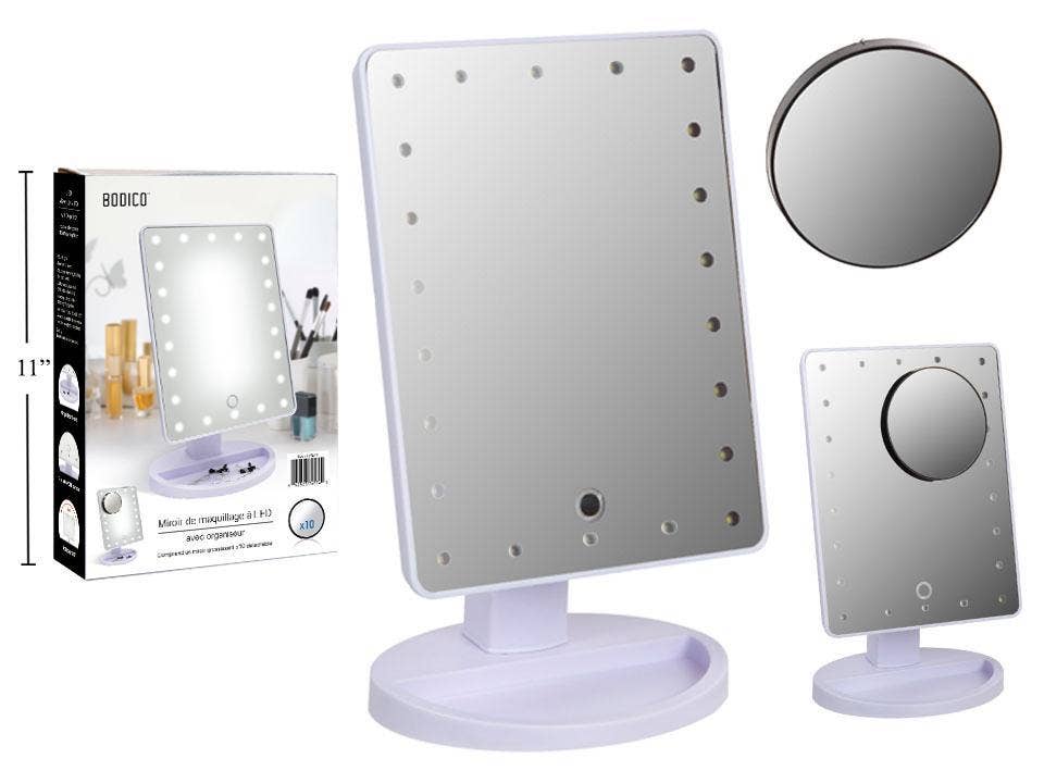 Bodico - Wholesale Makeup Mirror - Bodico, LED Make-up Mirror, w/10x,21.8x16.8, dia 8.5cm0