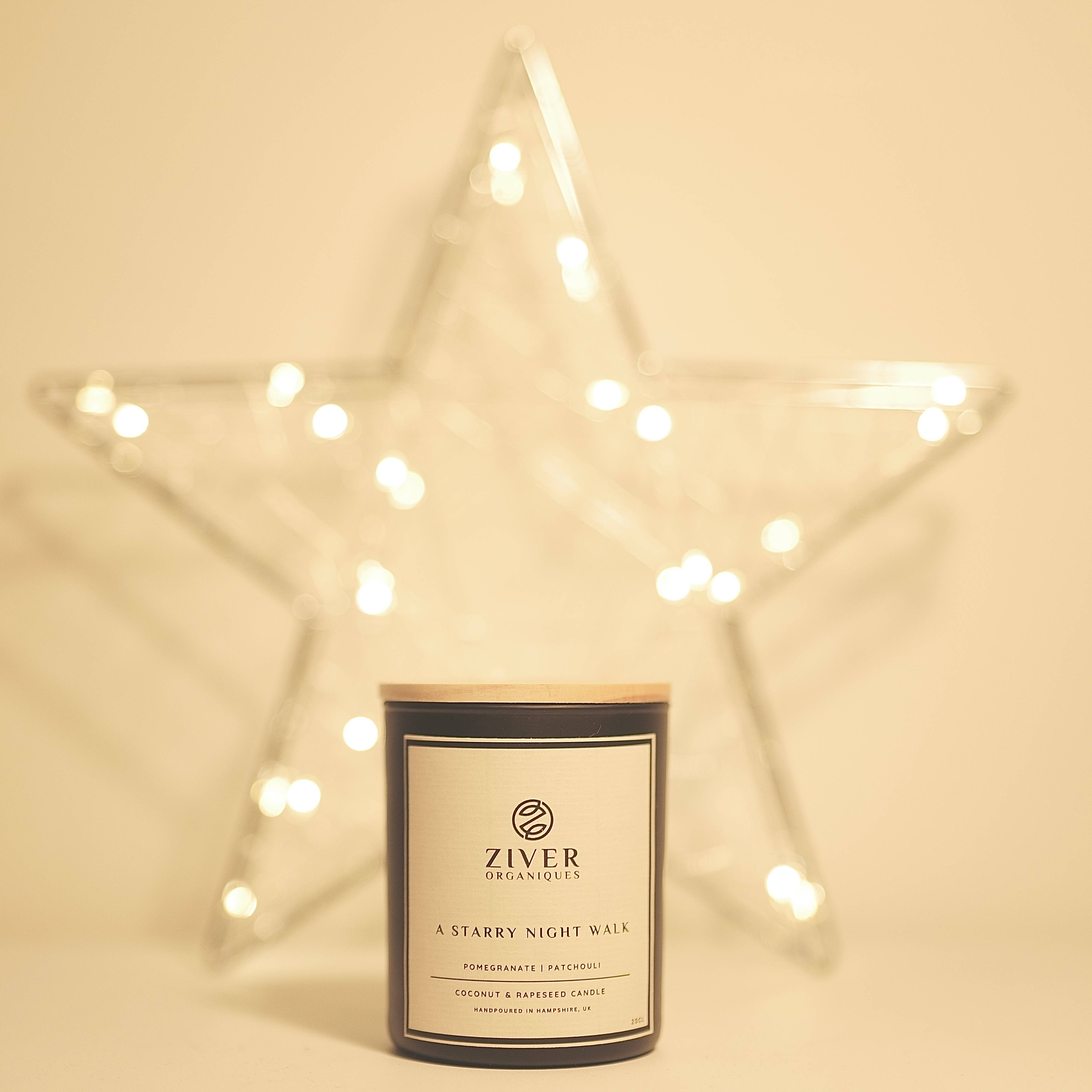 Ziver Organiques – wholesale Jar/filled candle – A Starry Night Walk | Pomegranate Patchouli Scented Candle1