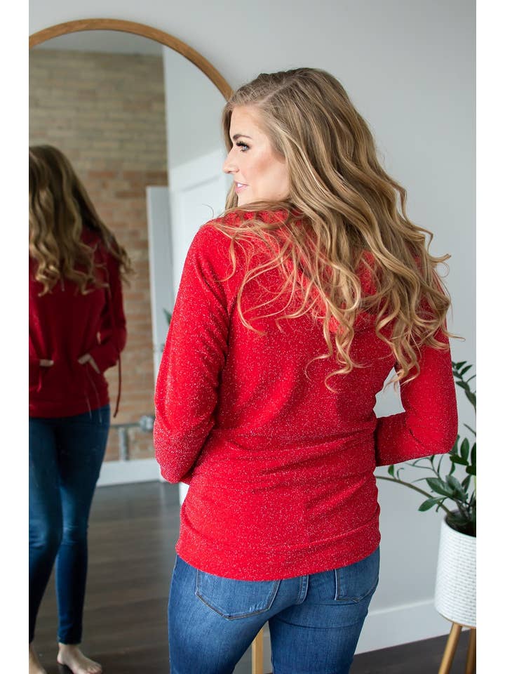 Rogue Society Apparel®️ – Großhandel Hoodie – Damen – Shimmer Halfzip Pullover | Rot3