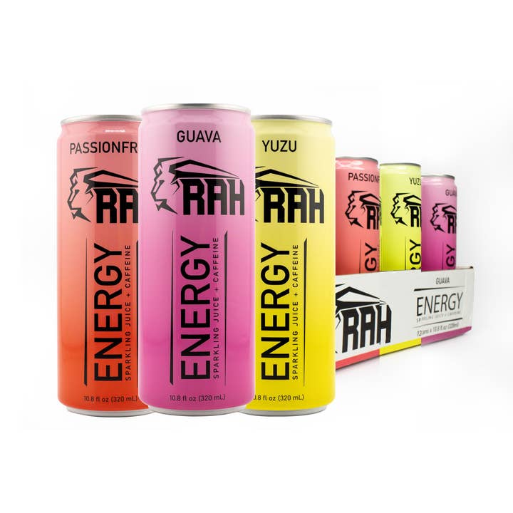 RAH Energy Drink, Variety Pack, Sparkling Juice 12 Pack for wholesale by RAH Beverage Co LLC