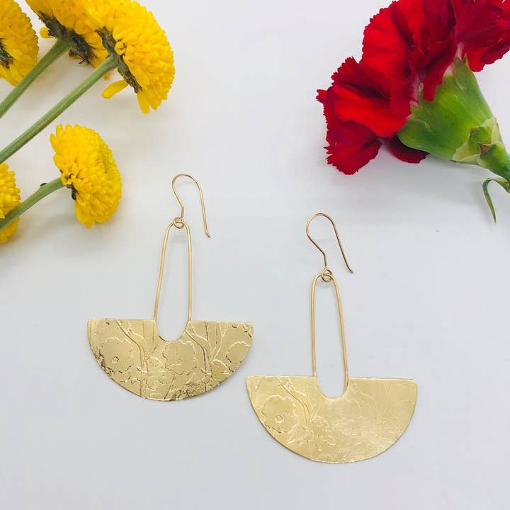 Poppy Field Earrings in Brass for wholesale by Hana Moriah