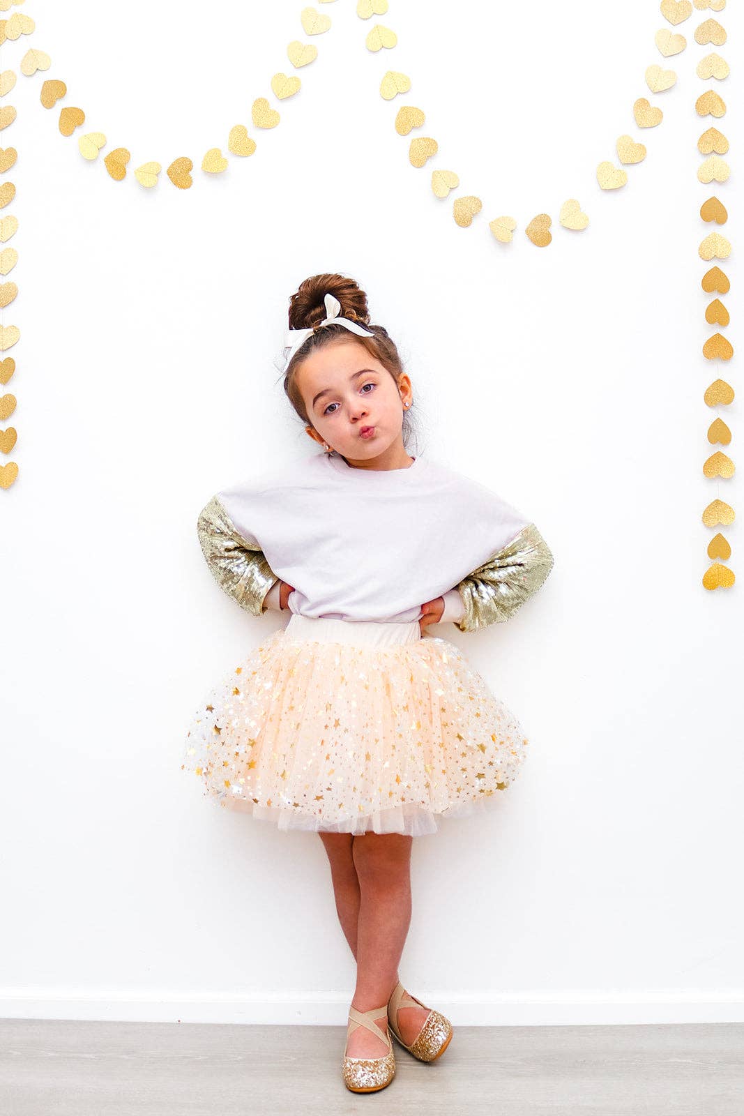 Fancy Shmancy Baby – wholesale Skort – Kids – Beige star tutu skort3