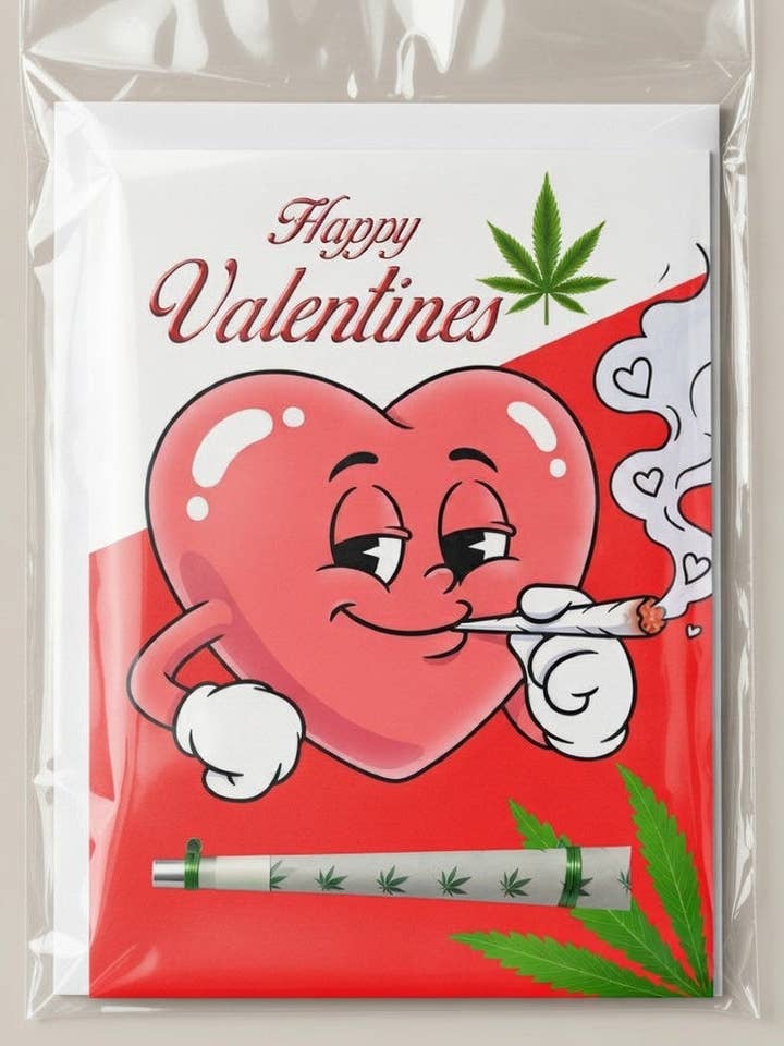 Tooting Heart - Valentine's Day Cannabis Greeting Card for wholesale by Reefer Cards