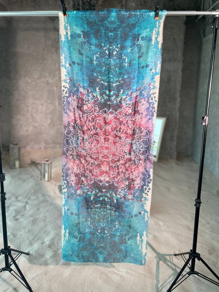 Rose Blue Ocean with Sequin Embroidery for wholesale by Mona Fares