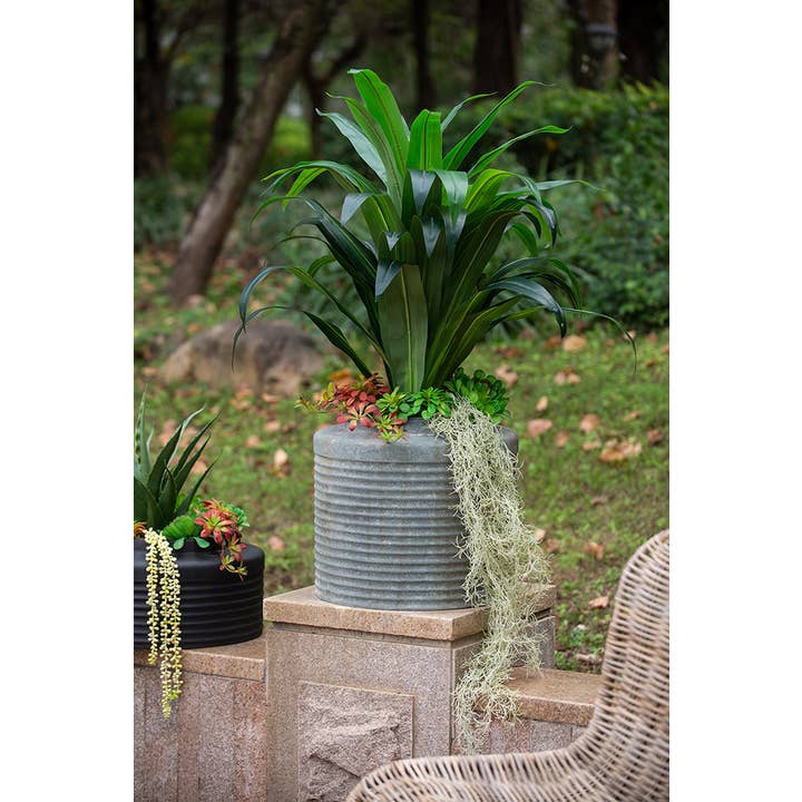 A&B Home Group Inc. - Wholesale Plant pot - D18.5X17" Green Gray Cement Corrugated Planter6
