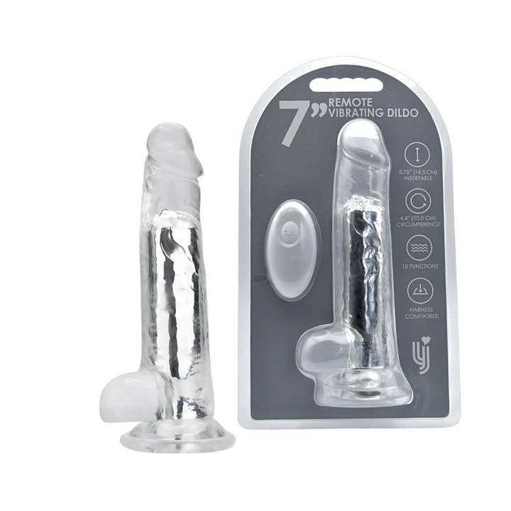 Loving Joy - 7 tommer fjernbetjent vibrerende realistisk gennemsigtig dildo - 19 CM - Stærk blisterpakning for engroshandel hos Kinky Pleasure