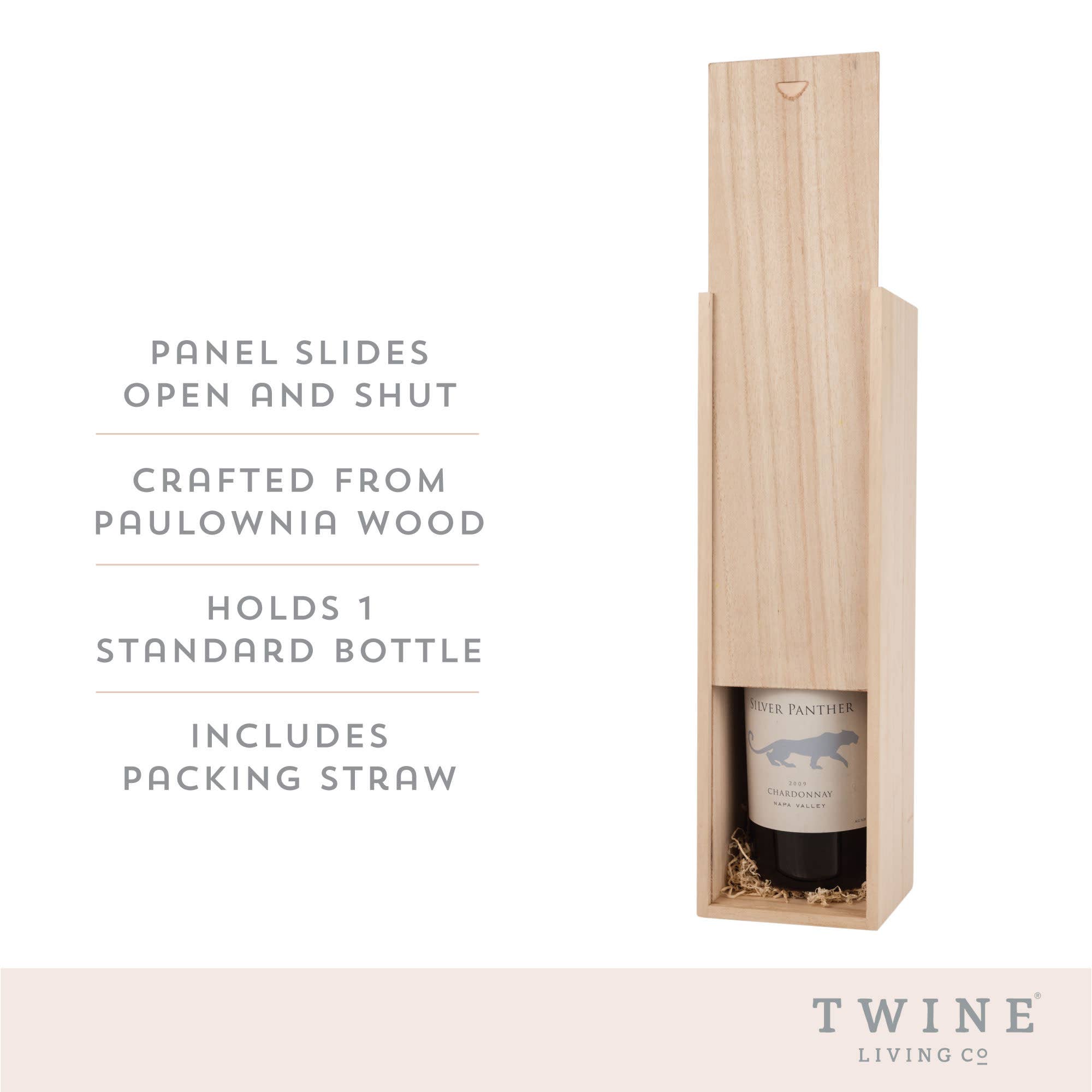 Twine - Vente Pochette cadeau pour bouteille de vin - Boîte-cadeau de vin en bois pour une seule bouteille2