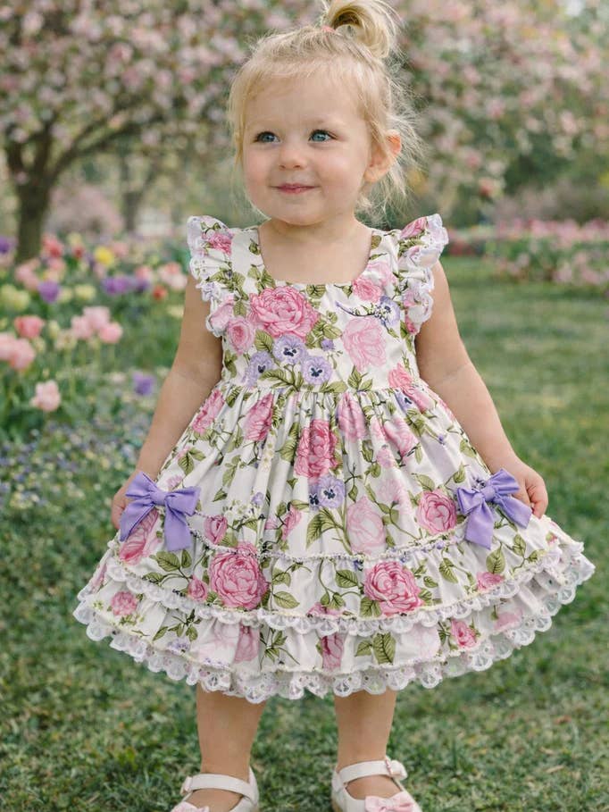 Pink Floral Double Ruffle Dress
for wholesale by Little Bugz Boutique