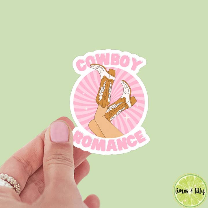 Cowboy Romance Boots Vinyl Sticker for wholesale by Limes & Lilly