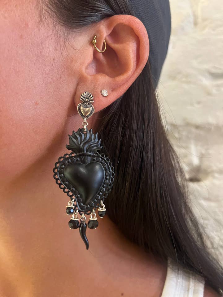 Double Sacred Heart Earrings for wholesale by DITTA Alessandra Avallone
