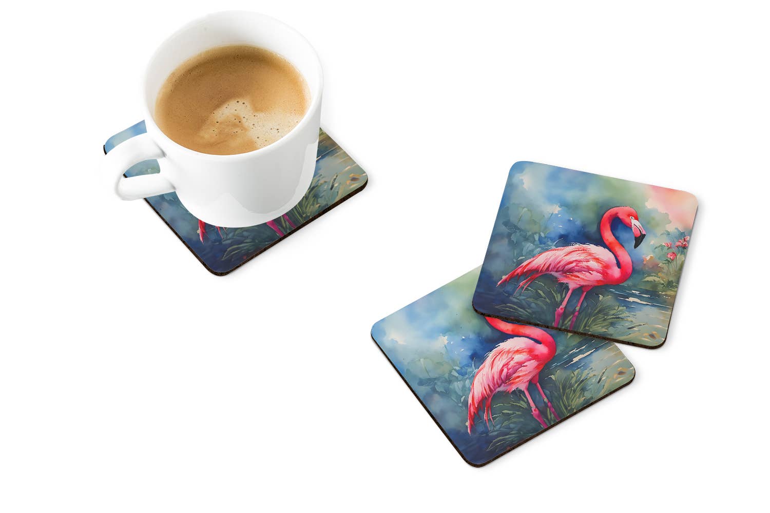 Caroline's Treasures – wholesale Coasters – Flamingo Foam Coaster Set  DAC28590