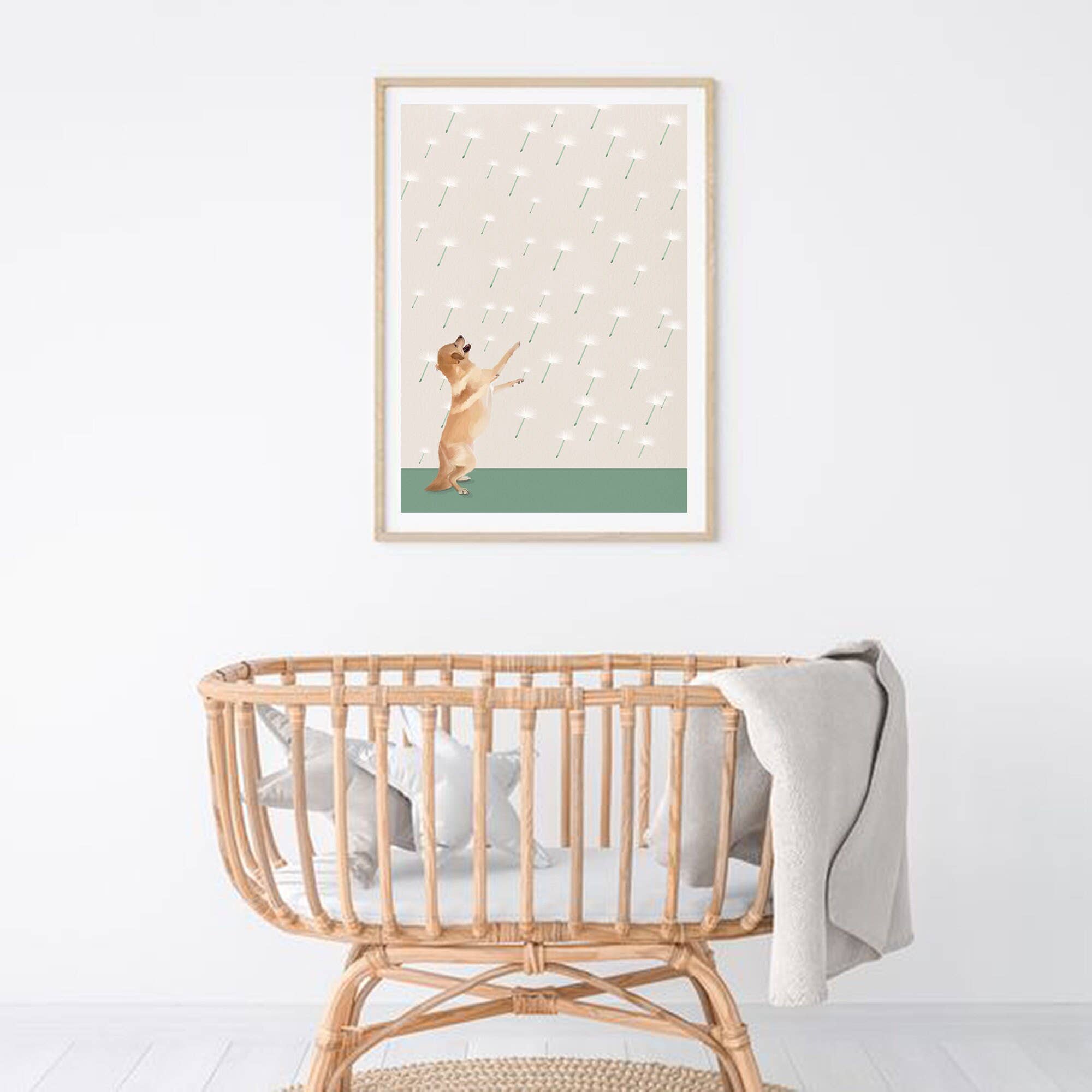 Pawssionate Art - Wholesale Art Print - Yellow Labrador Art Print with Dandelions, Happy Dancing Dog3